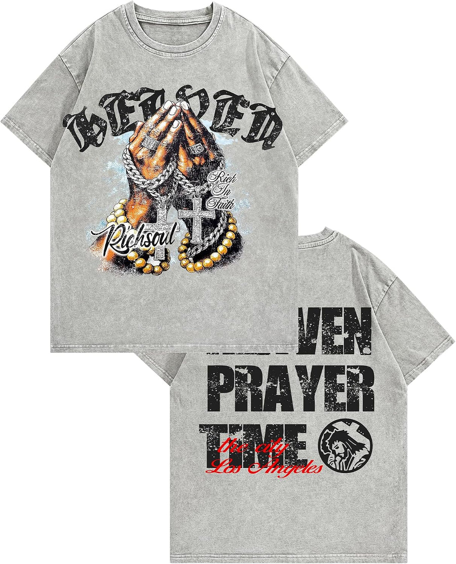BAPHITY Men's Graphic Tees - Oversized Vintage Y2K Streetwear Heavyweight Cotton Acid Washed Short Sleeve T Shirts Tops -
