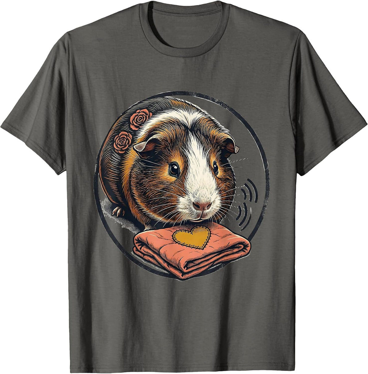 Men's Guinea Pig Rosette Lap Blanket Cavy Lover Screenprint Poster T-Shirt - Asphalt Grey