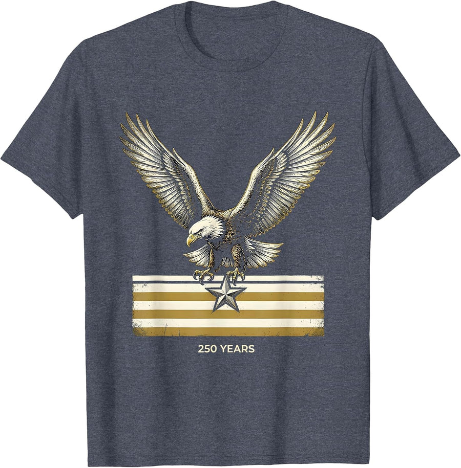 250 YEARS Patriotic Eagle Flag 250th Anniversary USA July T-Shirt - Heather Blue