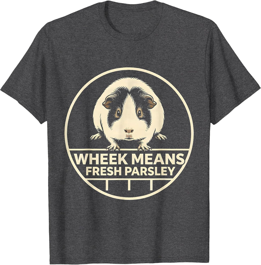 Men's Wheek Means Fresh Parsley Funny Guinea Pig Pet Lover Gift T-Shirt - Dark Heather Grey