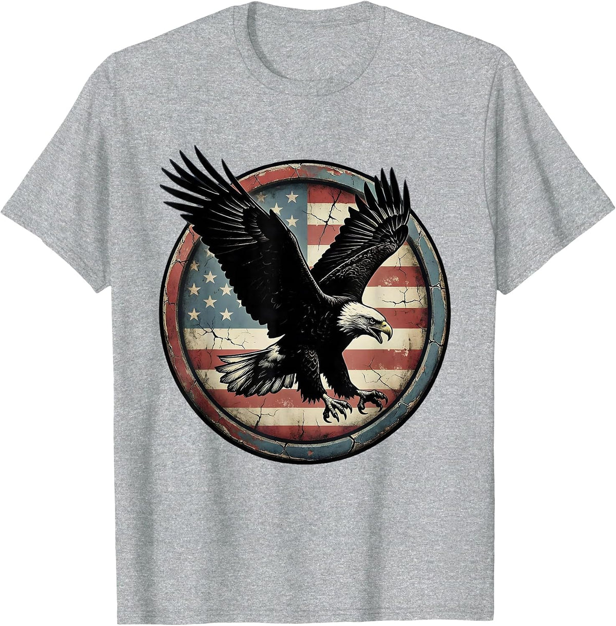 Men's Patriotic Eagle Diving Talons Extended Illustration T-Shirt - Heather Grey