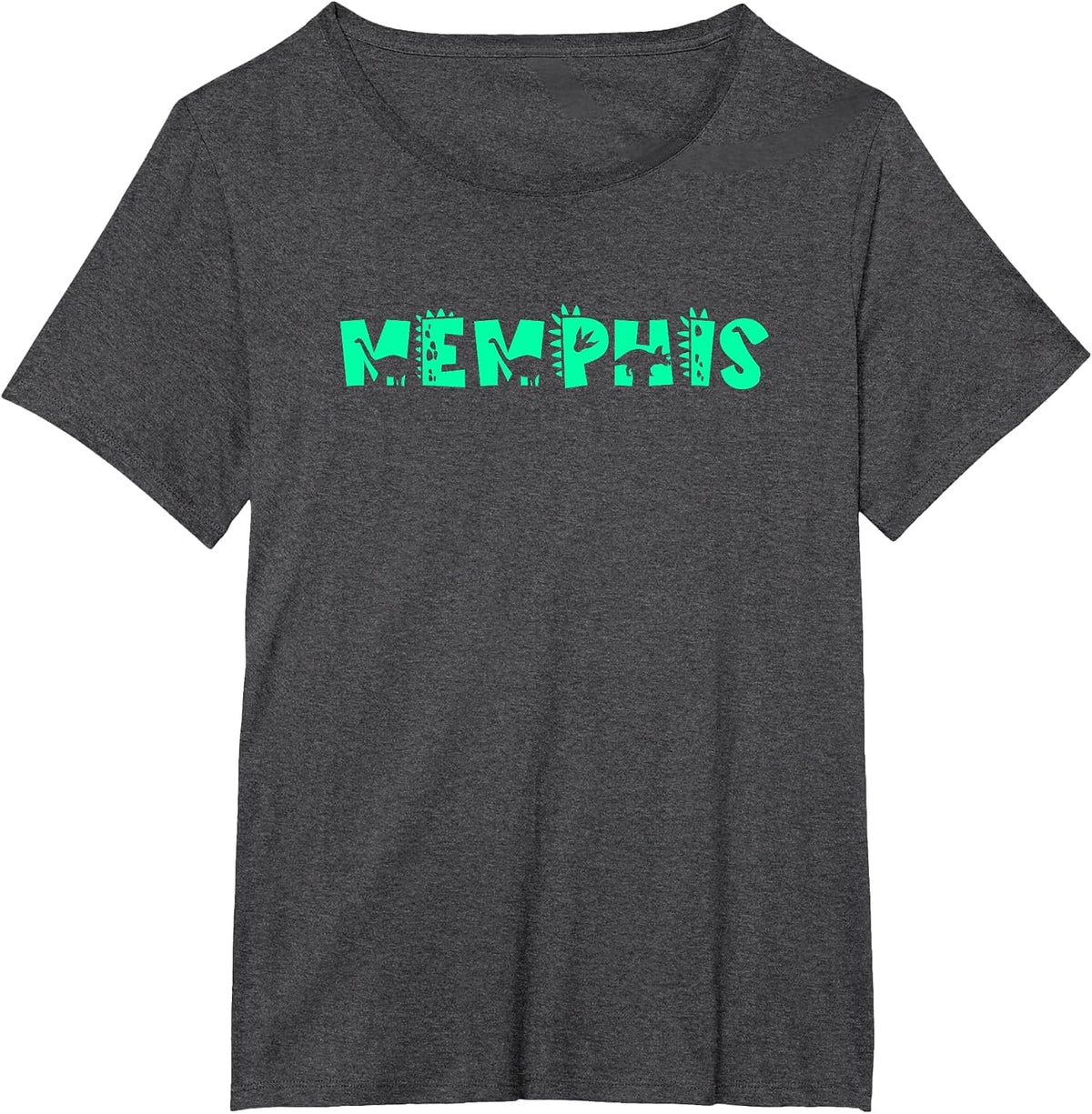 Memphis Personalized Boys Dinosaur T Rex Cute Custom T-Shirt - Dark Heather Grey