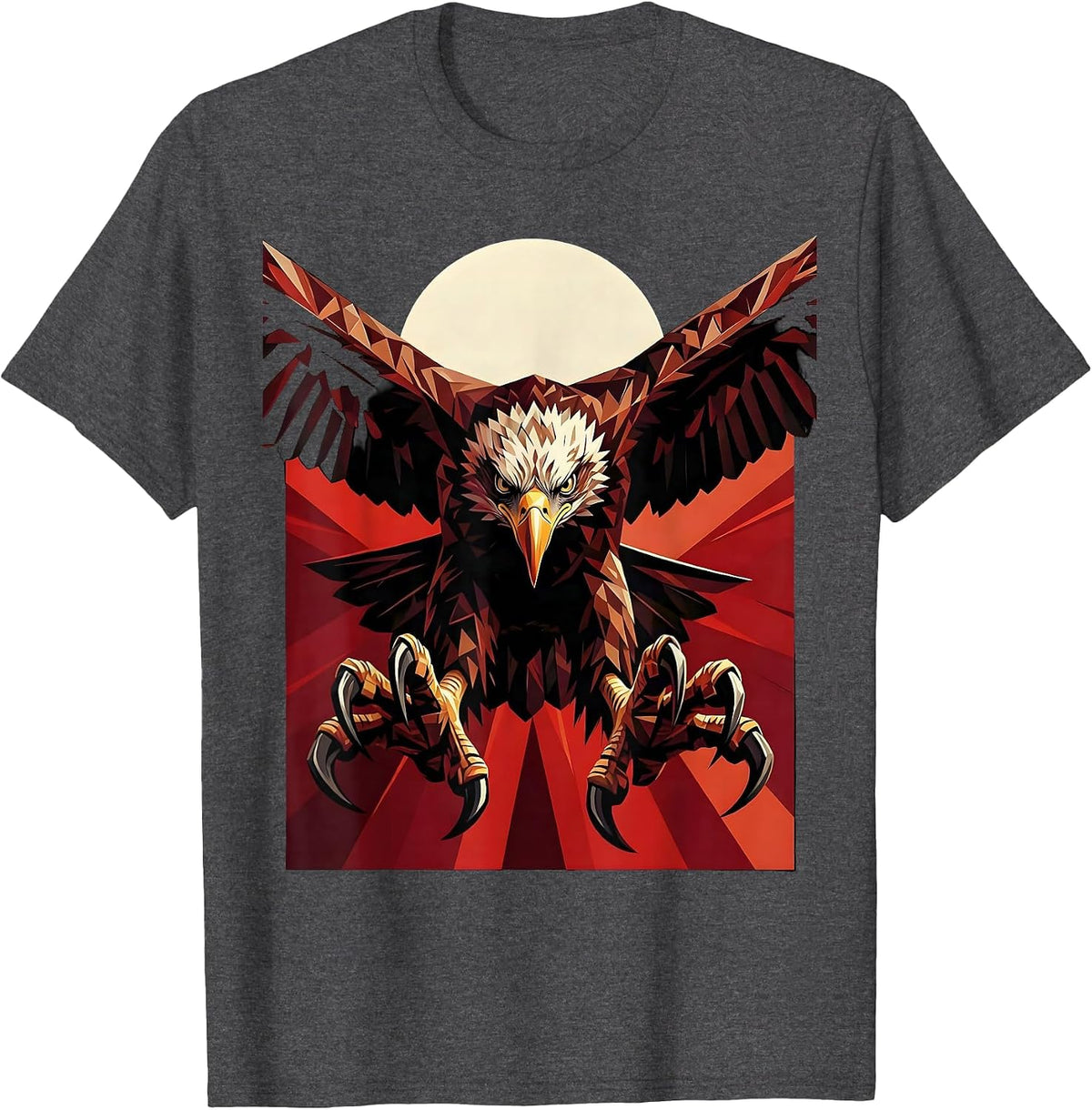 Eagle Diving Talons Out Raptor Strike Illustration T-Shirt - Dark Heather Grey