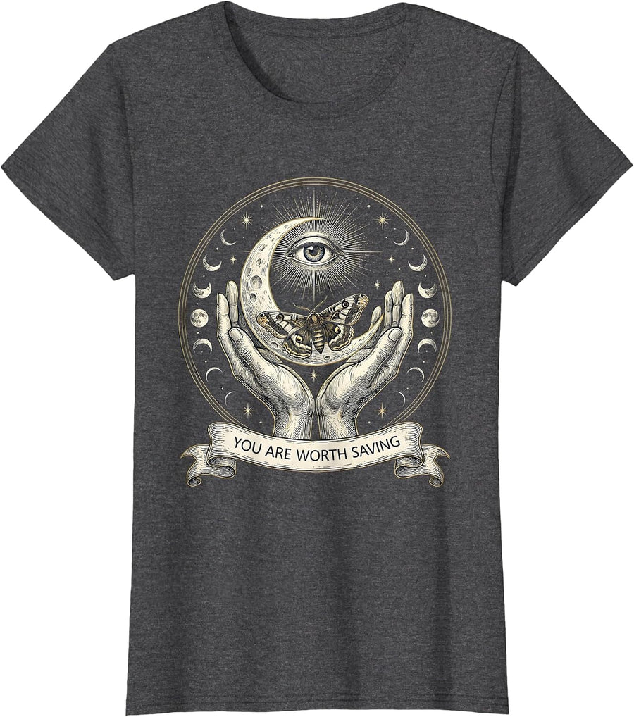 Women's You Are Worth Saving Suicide Prevention Awareness T-Shirt - Dark Heather Grey