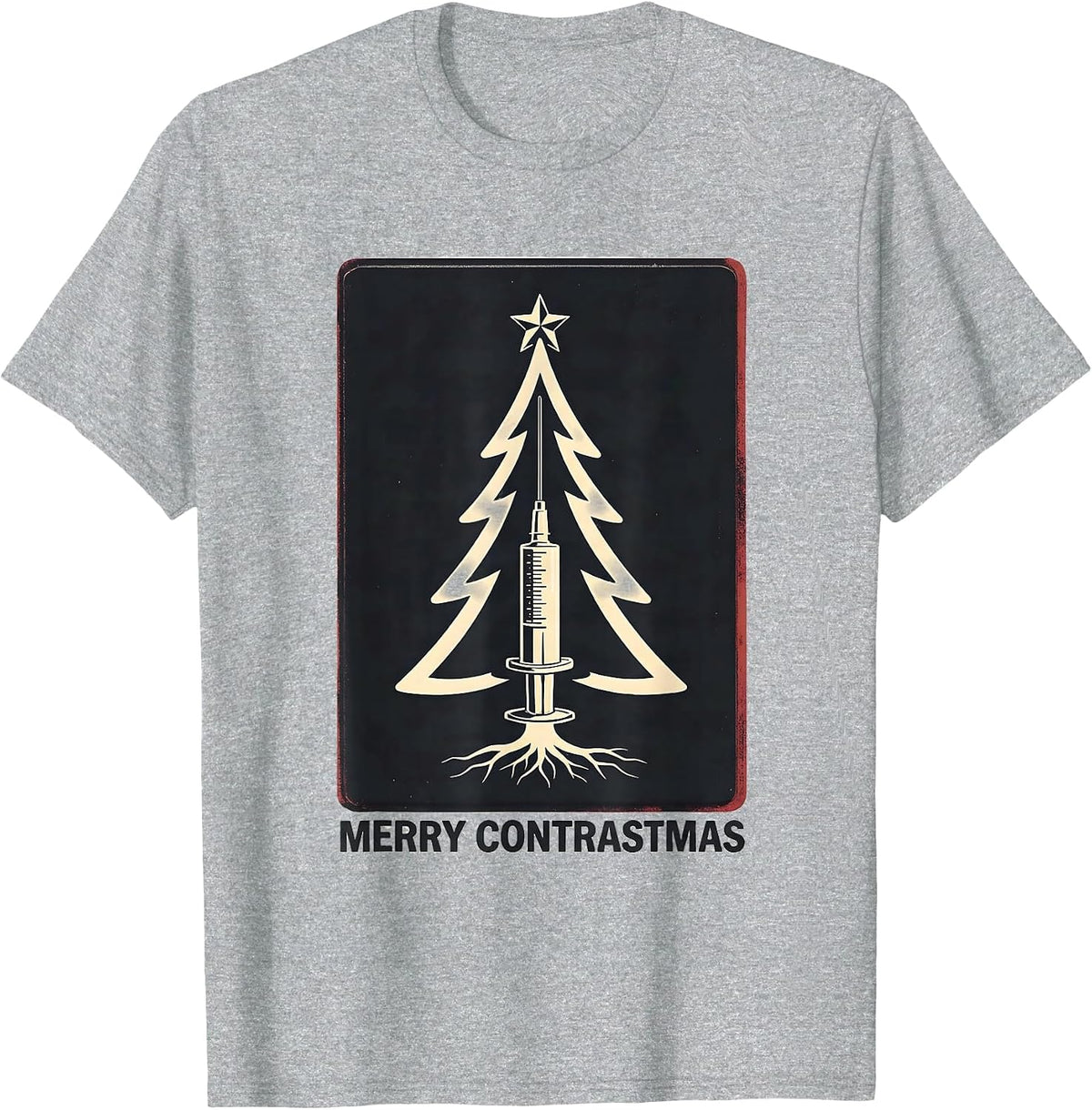 Men's Merry Contrastmas Radiology Tech Christmas Skeleton Humor T-Shirt - Heather Grey