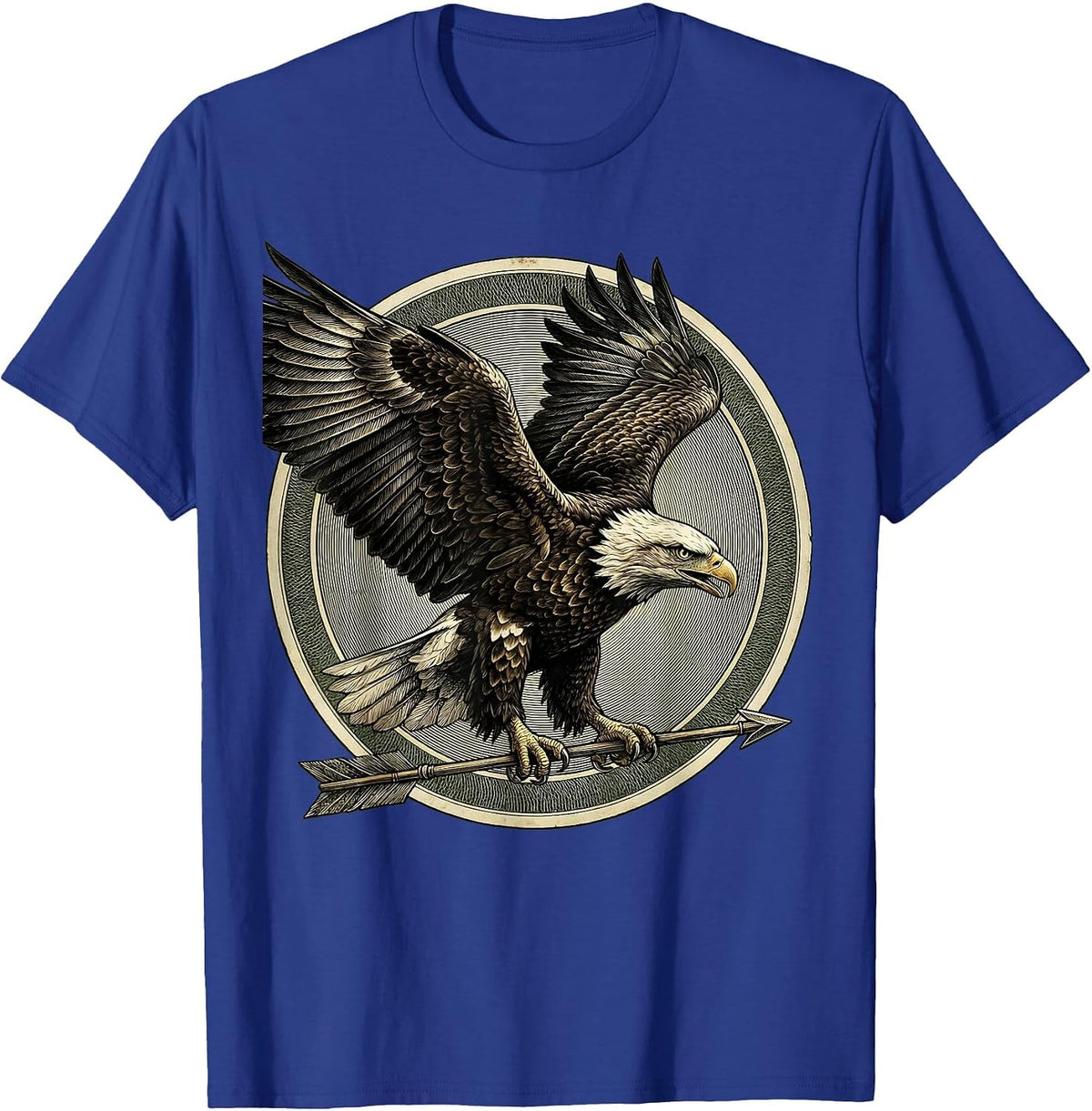 Eagle Clutching Arrow Patriotic Graphic Design T-Shirt - Royal Blue