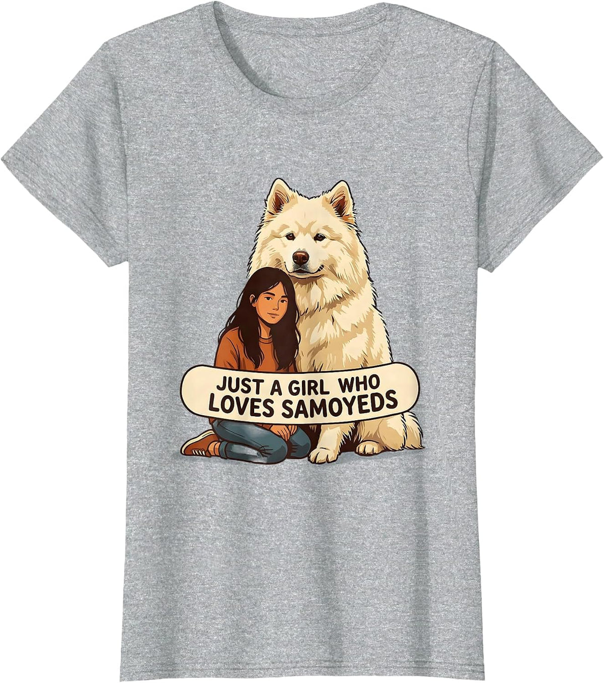 Just A Girl Who Loves Samoyeds Funny Dog Lover Breed Humor T-Shirt - Heather Grey
