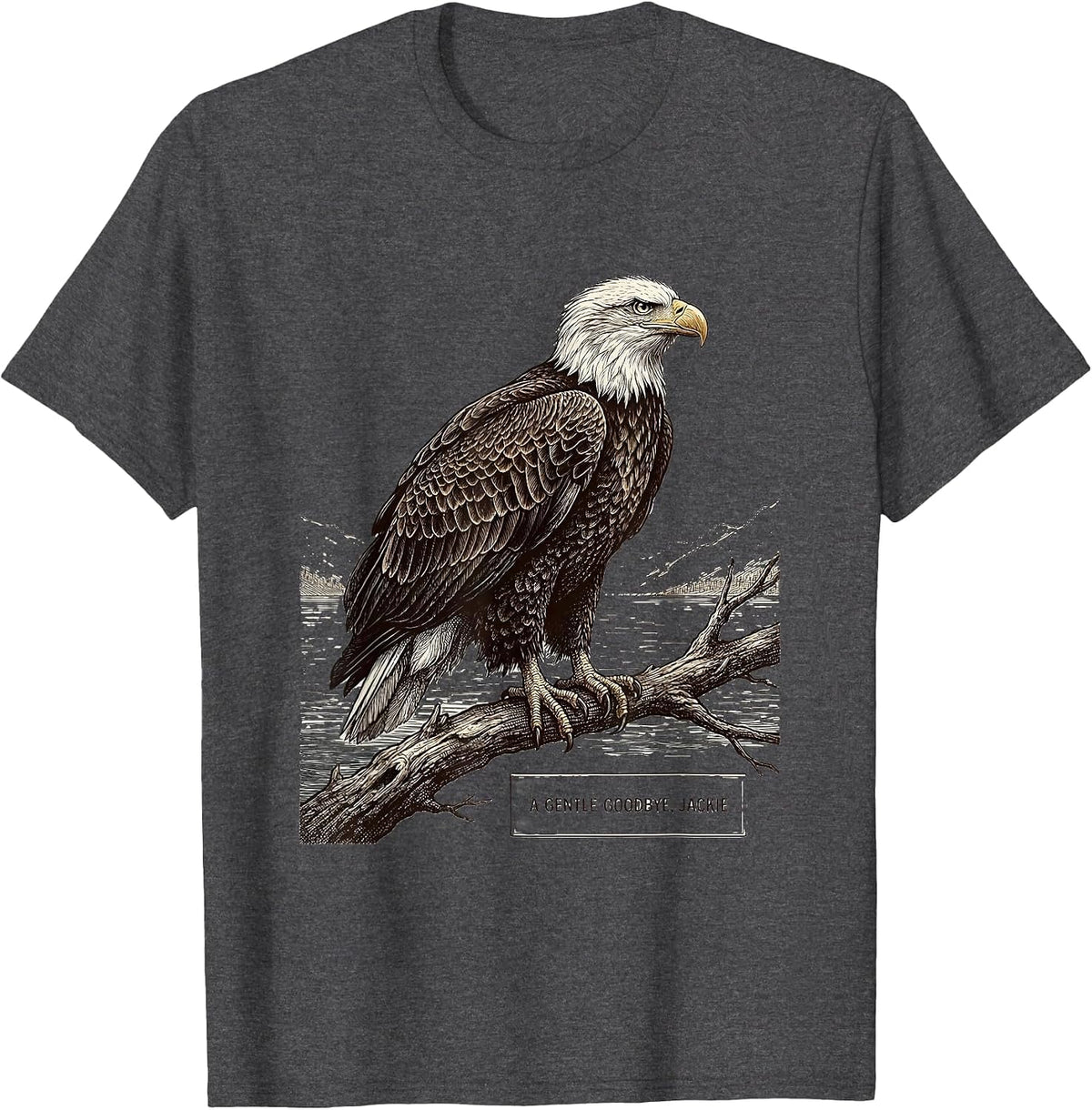 A Gentle Goodbye Jackie Vintage Eagle Memorial Tribute T-Shirt - Dark Heather Grey