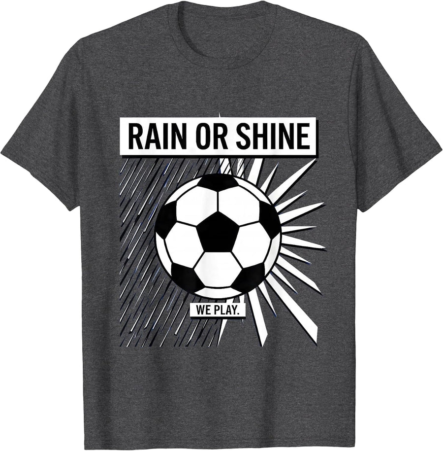 Men's Rain or Shine We Play Soccer Graphic Design T-Shirt - Dark Heather Grey
