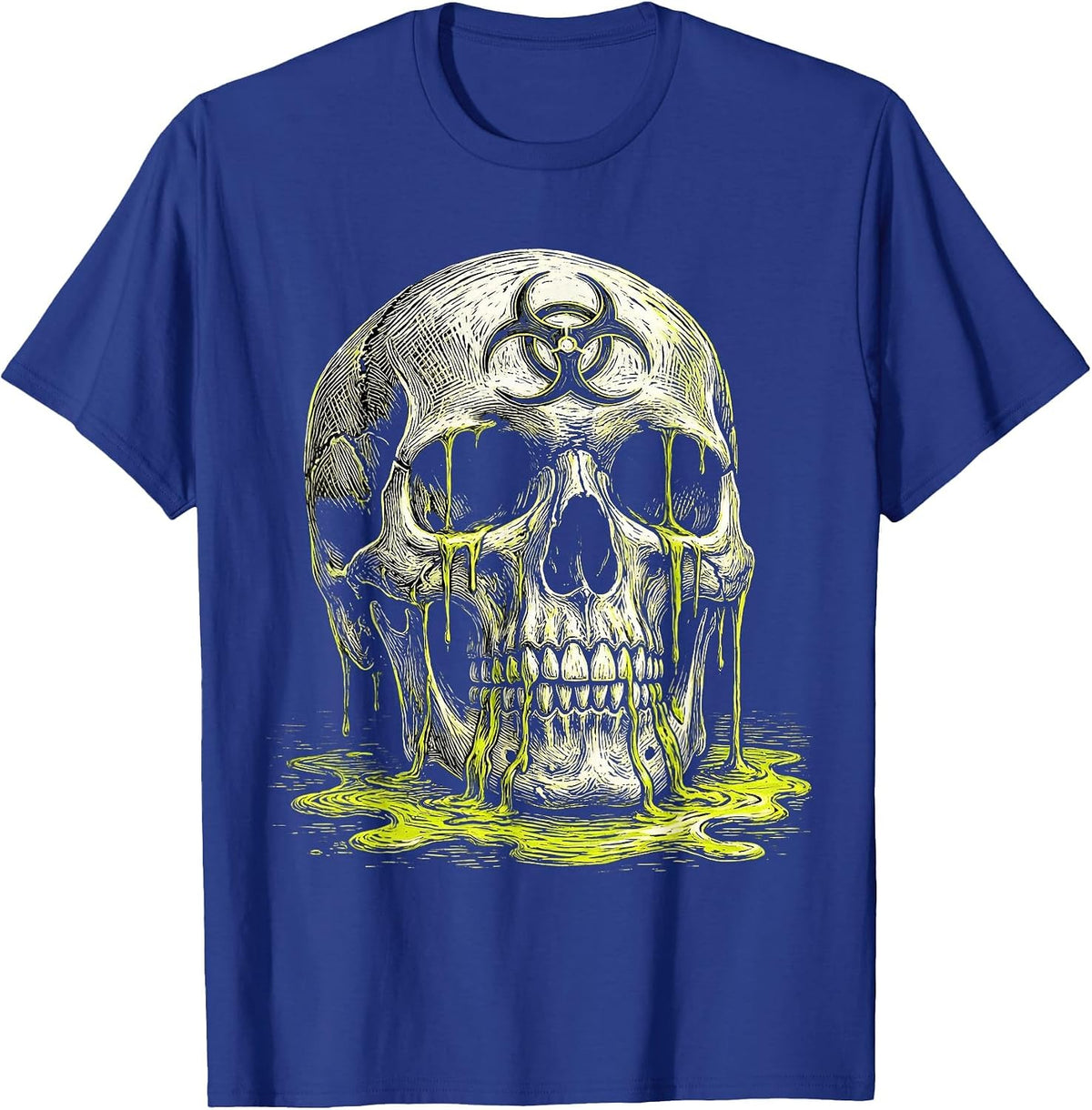 Men's Rabies Skull Biohazard Slime Graphic Design T-Shirt - Royal Blue