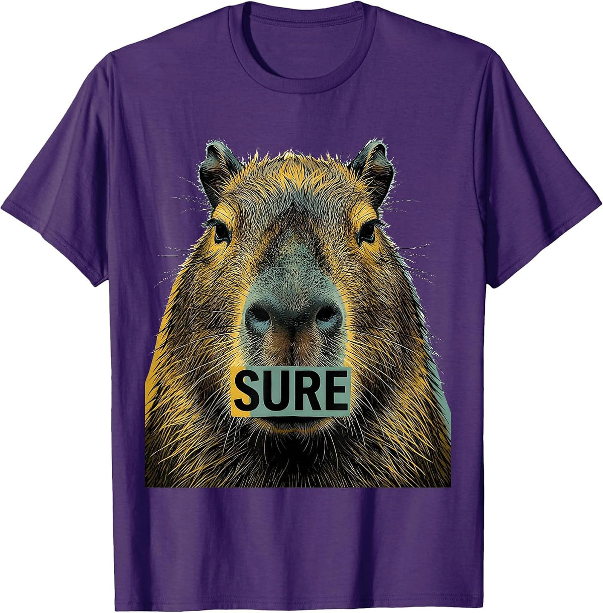 Sure Funny Capybara Animal Humor Meme Graphic T-Shirt - Purple