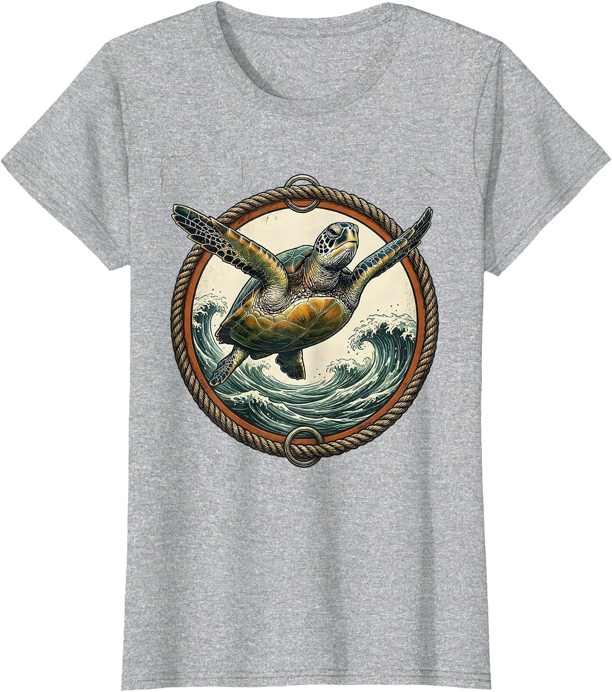 Sea Turtle Gliding Through the Open Ocean T-Shirt - Heather Grey
