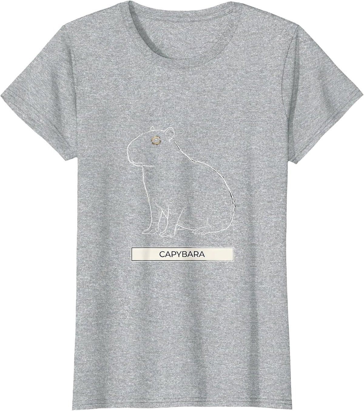 Women's Capybara Minimalist Badge Line Art Animal T-Shirt - Heather Grey