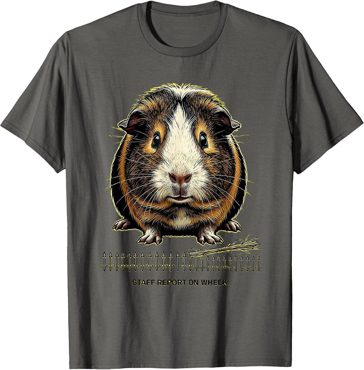 Men's Staff Report On Wheek Funny Guinea Pig Pet Lover Humor T-Shirt - Asphalt Grey