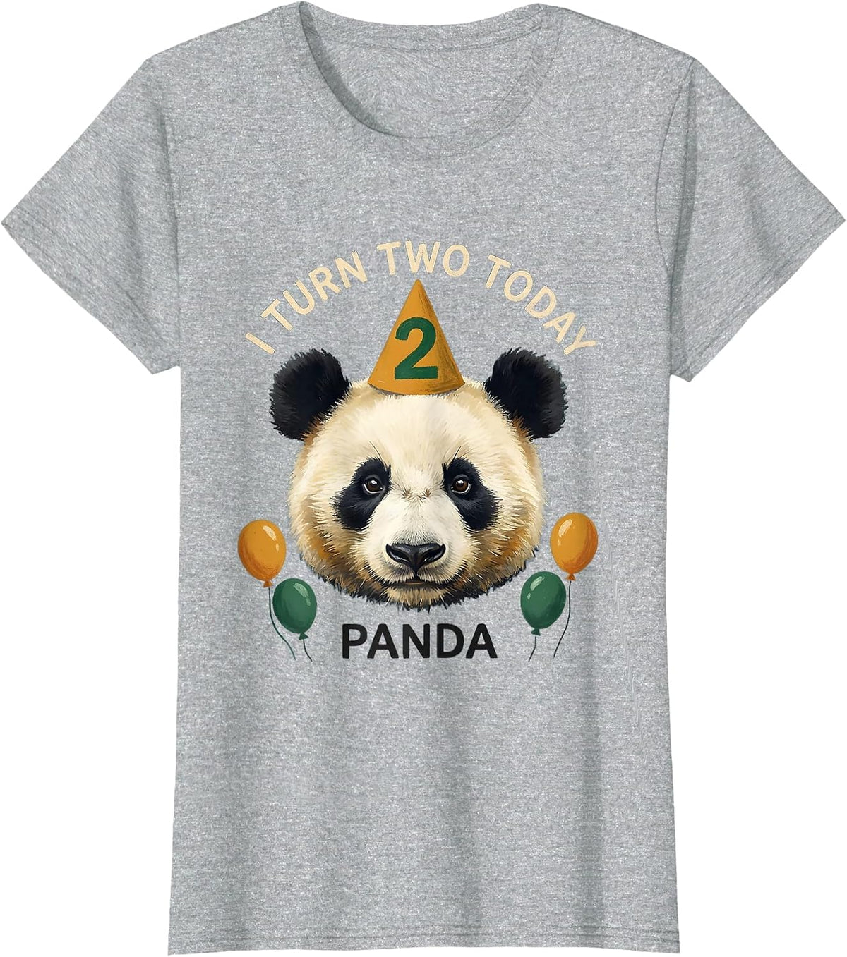 I Turn Two Today Panda Storybook Birthday Party Hat Portrait T-Shirt - Heather Grey