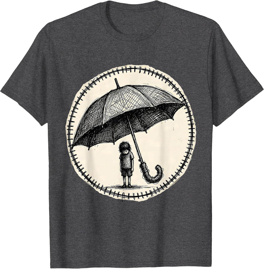 Men's Anti Bullying Umbrella Shield Graphic Design T-Shirt - Dark Heather Grey