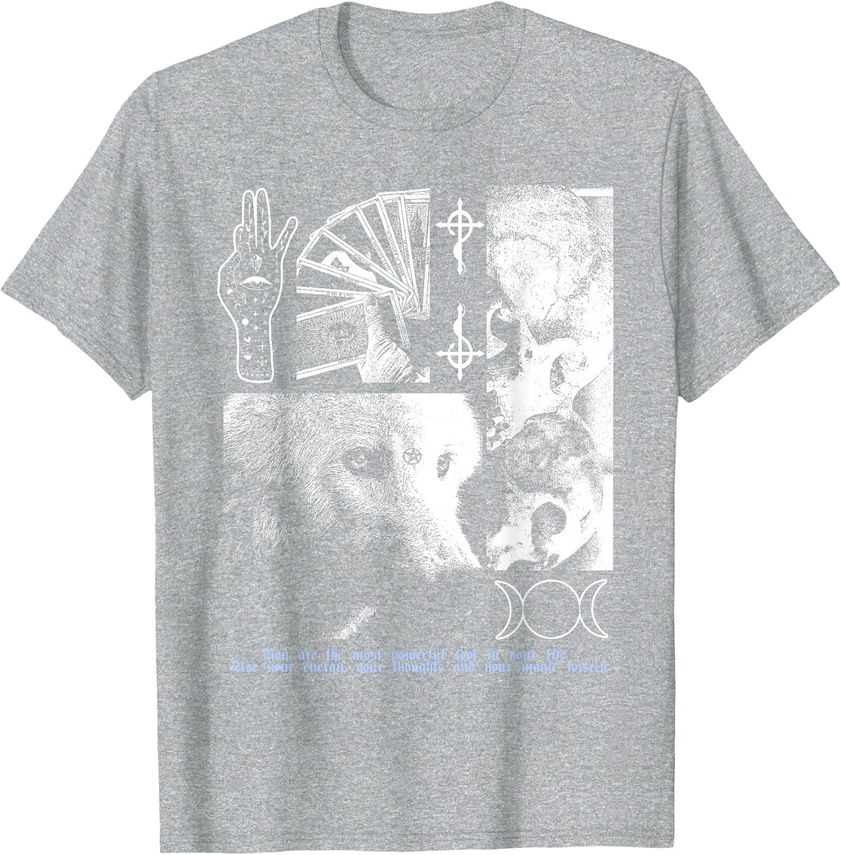 Alternative Clothes Aesthetic Goth Women Magic Wolf Graphic T-Shirt - Heather Grey