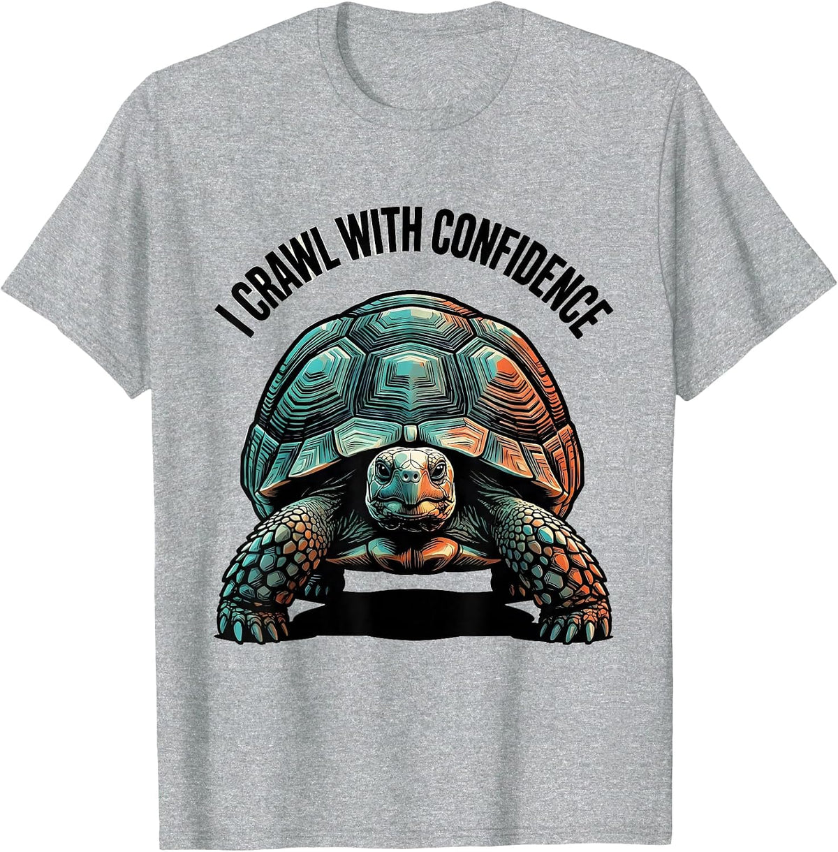 Men's I Crawl With Confidence Funny Tortoise Lover Pet Owner Humor T-Shirt - Heather Grey