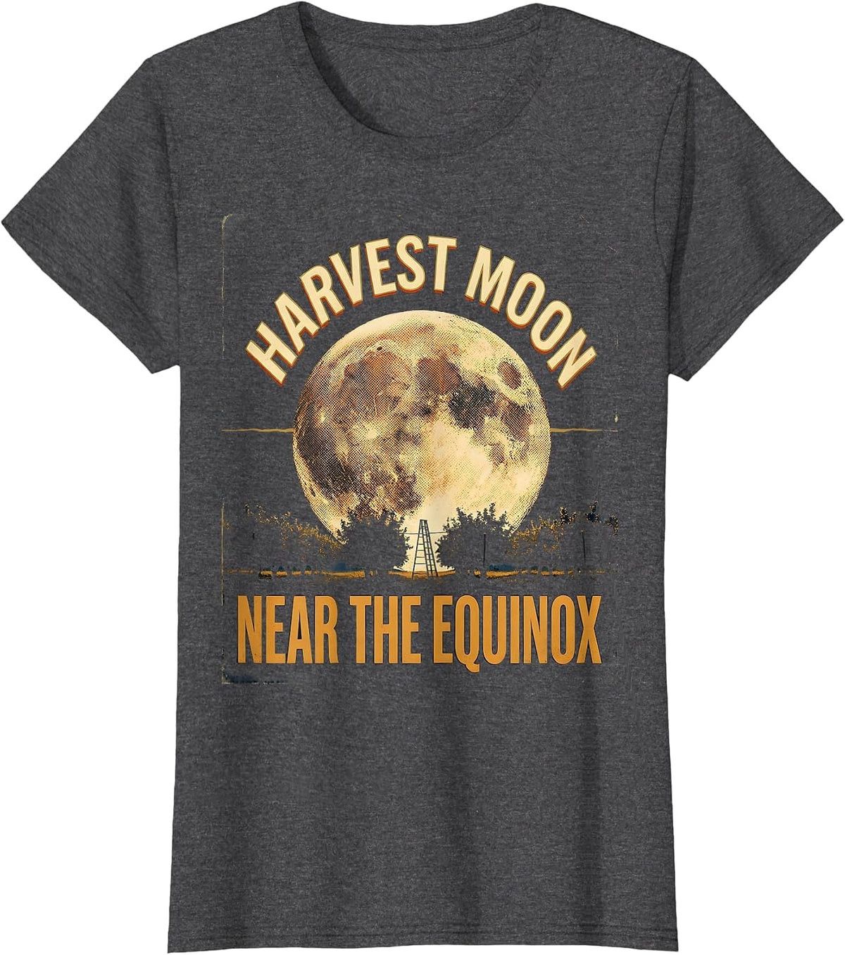 Women's Harvest Moon, Near The Equinox Vintage Astronomy Science T-Shirt - Dark Heather Grey