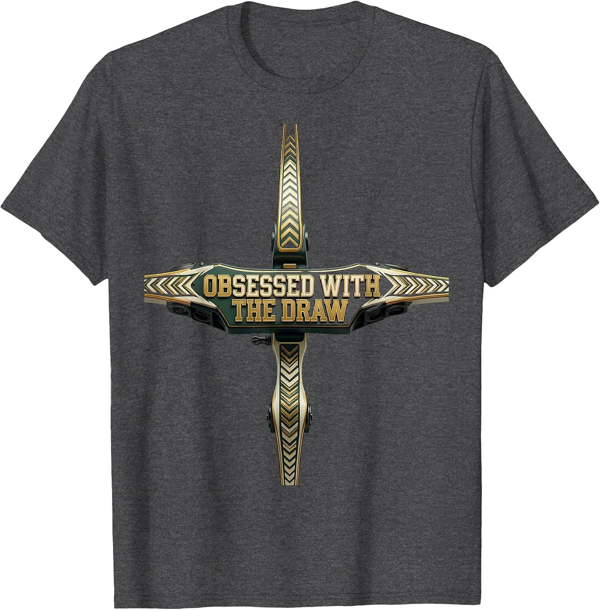 Obsessed With The Draw Archery Design T-Shirt - Dark Heather Grey