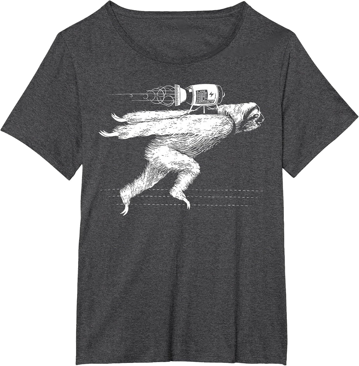 Rocket Sloth Lazy Space Traveller Speed Sloth Lover T-Shirt - Dark Heather Grey