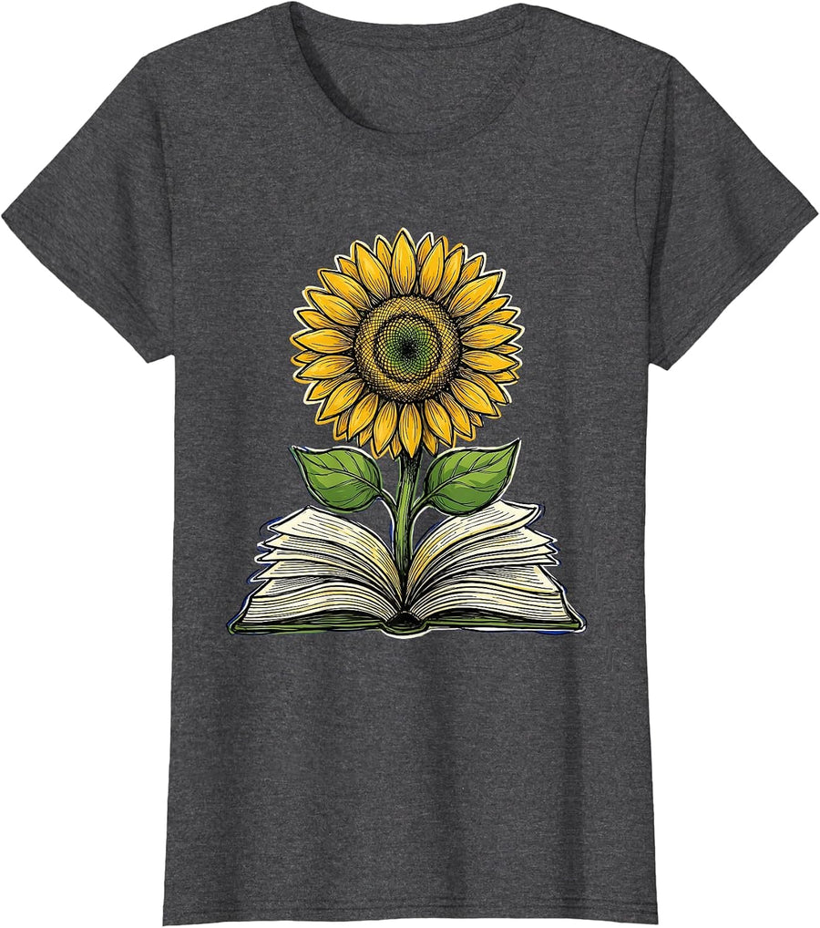 Women's Special Education Teacher Sunflower Textbook Gift T-Shirt - Dark Heather Grey