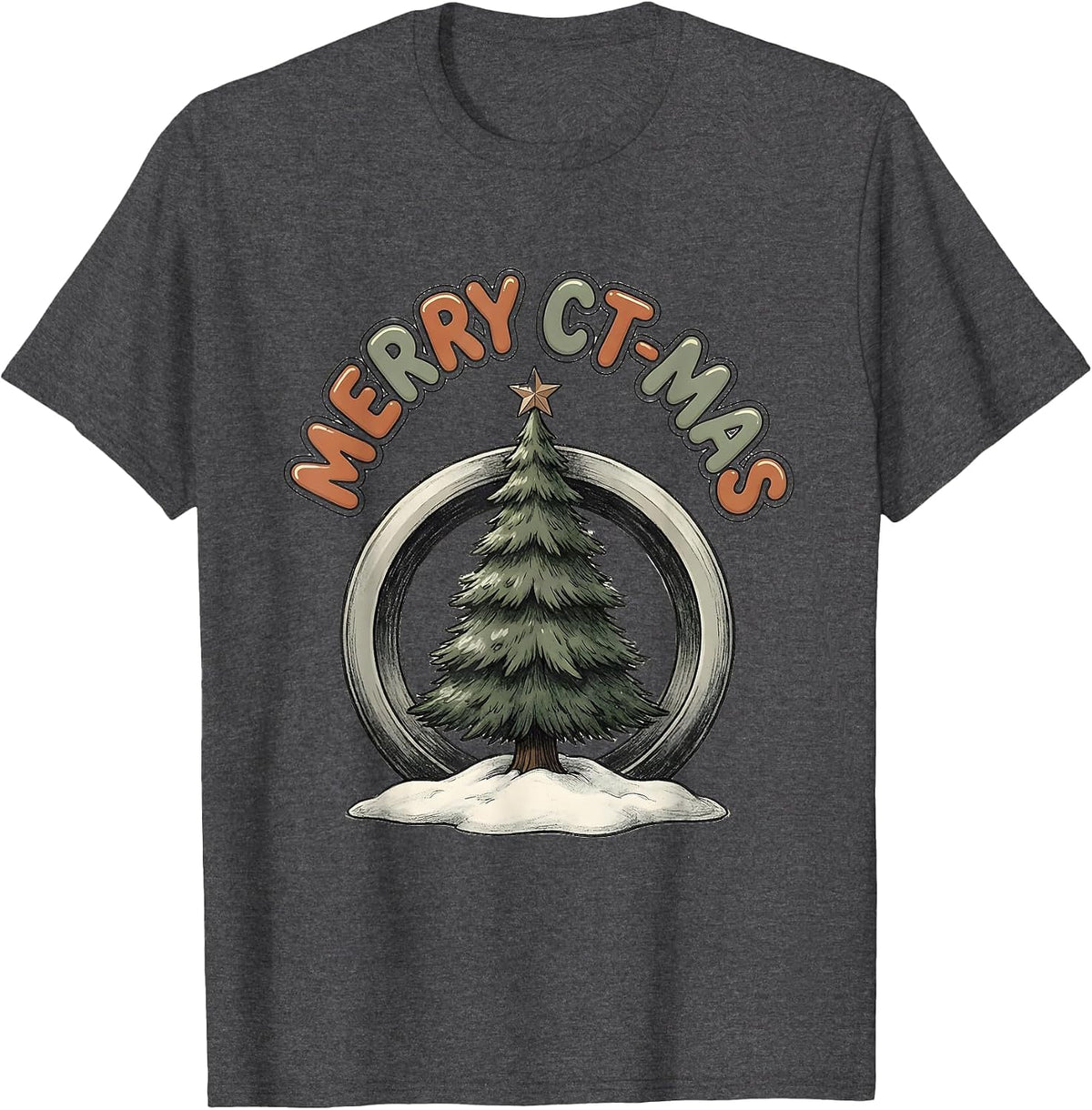 Merry CT-mas Funny Radiology Tech Christmas CT Scan Humor T-Shirt - Dark Heather Grey