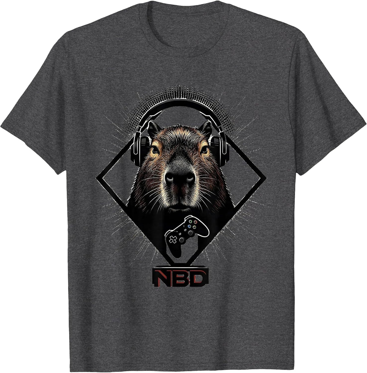 NBD Funny Capybara Gamer Meme Humor Video Games T-Shirt - Dark Heather Grey