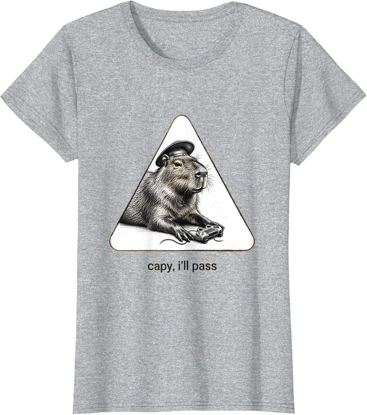 capy i'll pass Funny Capybara Gamer Meme Video Games T-Shirt - Heather Grey