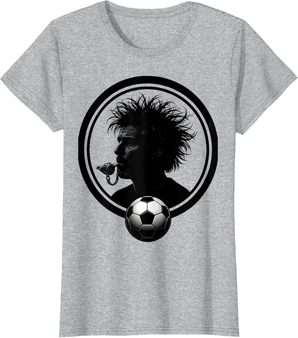 Women's Soccer Dad Referee Whistle Graphic Tee T-Shirt - Heather Grey