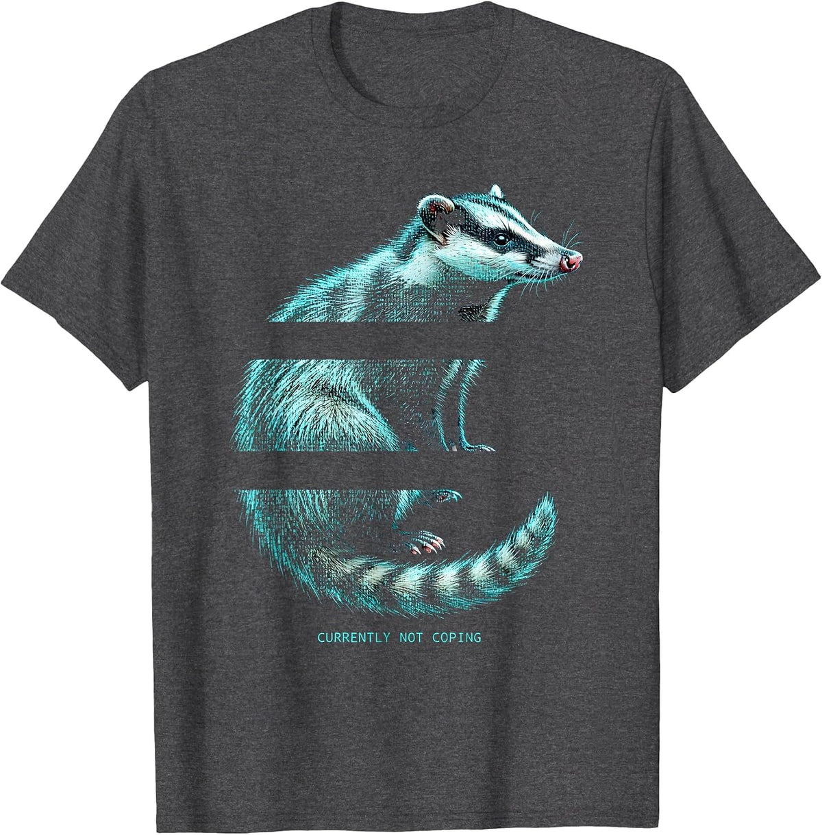 Men's Currently Not Coping Funny Opossum Meme Animal Humor T-Shirt - Dark Heather Grey