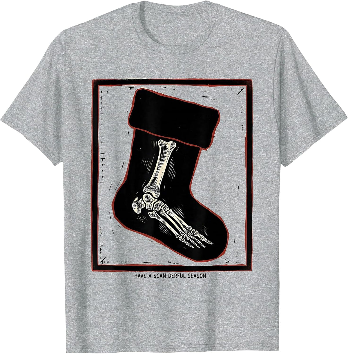 Men's Have A Scan-derful Season Linocut Radiology Tech Christmas T-Shirt - Heather Grey