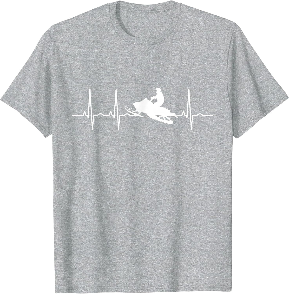 Snowmobile Heartbeat Snowmobiling Lovers Snowmobile Rider T-Shirt - Heather Grey