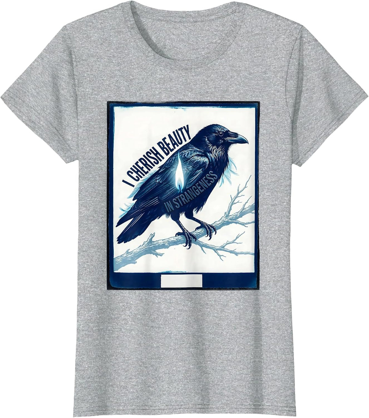 I Cherish Beauty In Strangeness Gothic Edgar Allan Poe Raven T-Shirt - Heather Grey