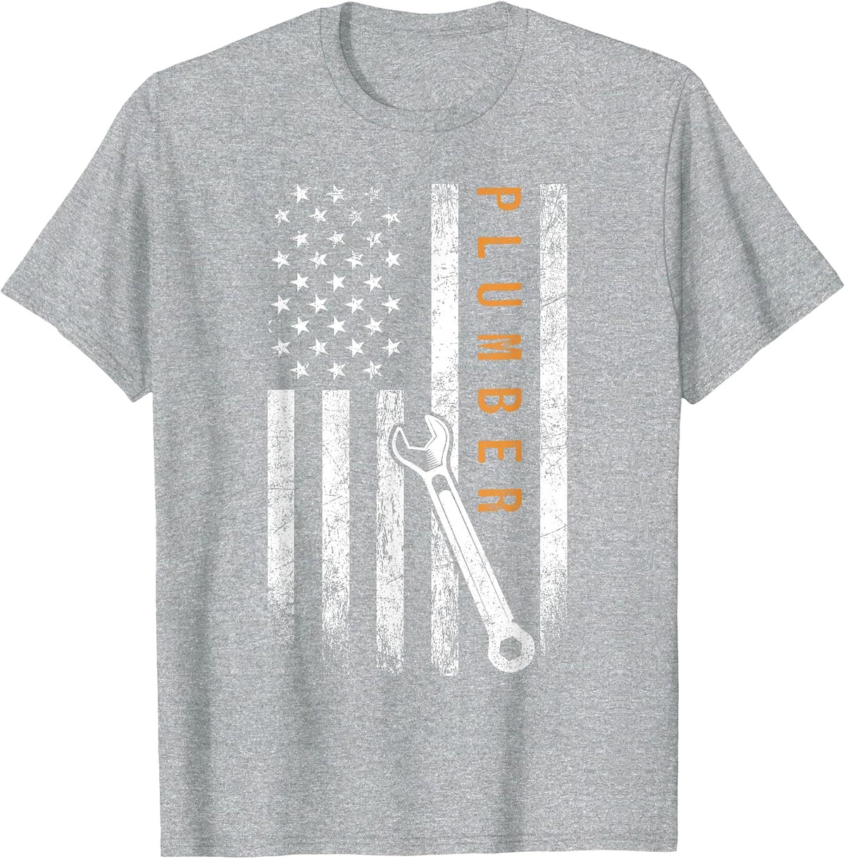 Plumber American Flag Design Plumbing T-Shirt - Heather Grey