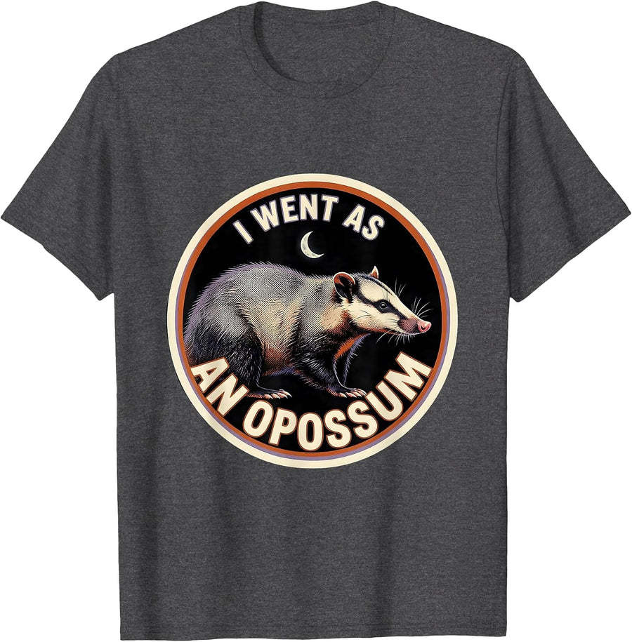 Men's I Went As An Opossum Funny Moon Animal Halloween Costume T-Shirt - Dark Heather Grey
