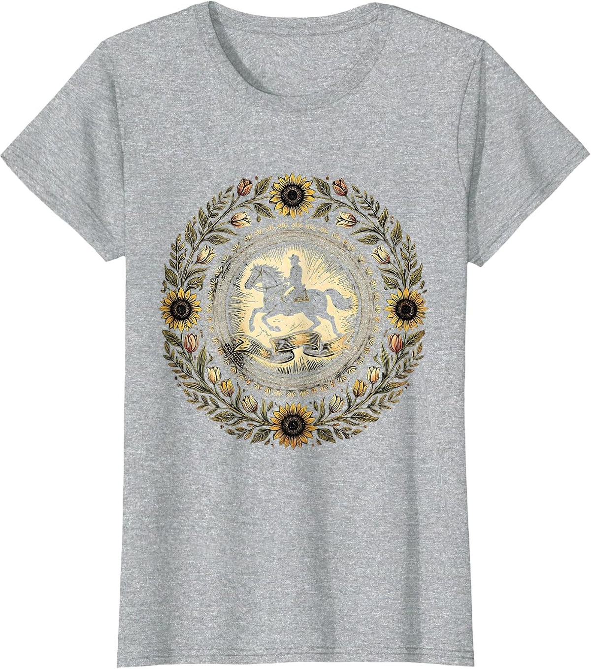 Jockey and Horse Crossing the Finish Line T-Shirt - Heather Grey
