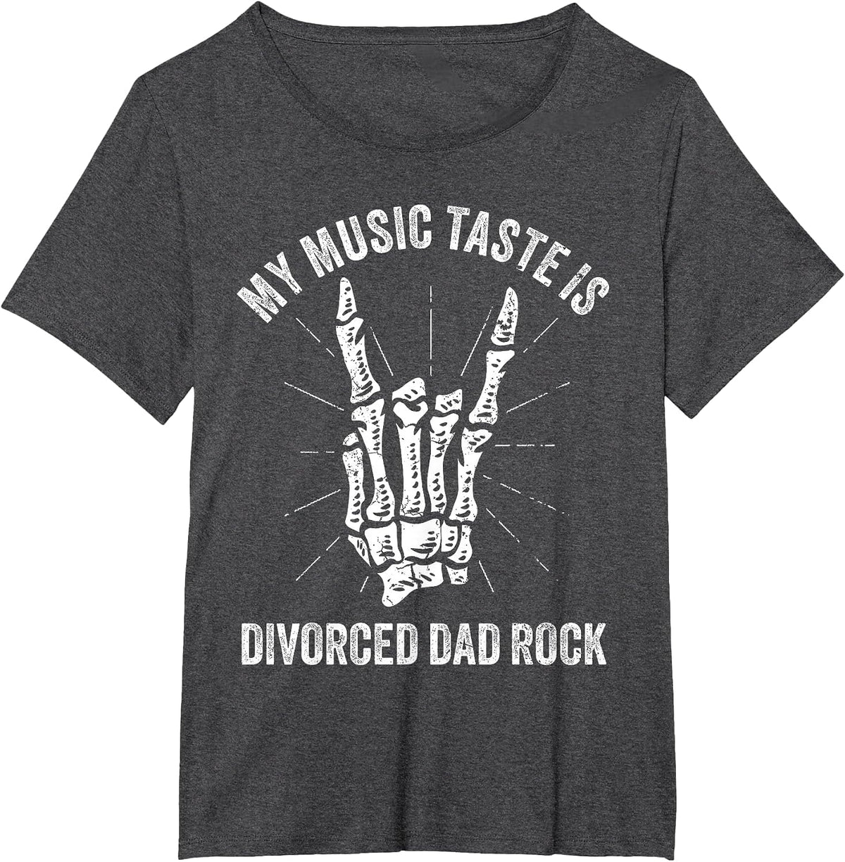 My Music Taste is Divorced Dad Rock Heavy Metal Skull Hand T-Shirt - Dark Heather Grey