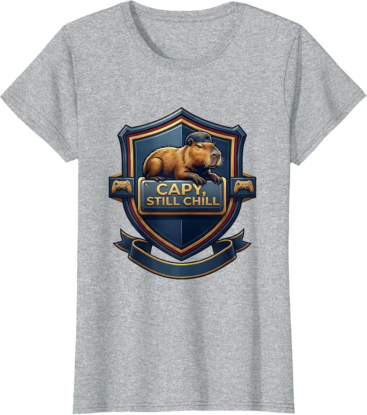 capy, still chill Funny Capybara Gamer Meme Humor T-Shirt - Heather Grey