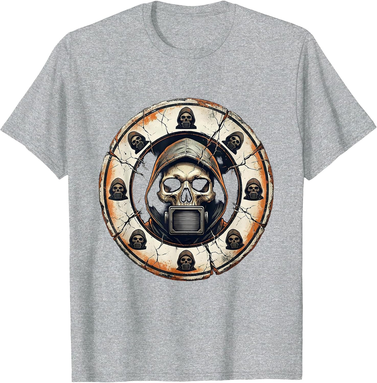 Men's Sealed Gamma Camera Detector Skull Badge Radiology Tech T-Shirt - Heather Grey