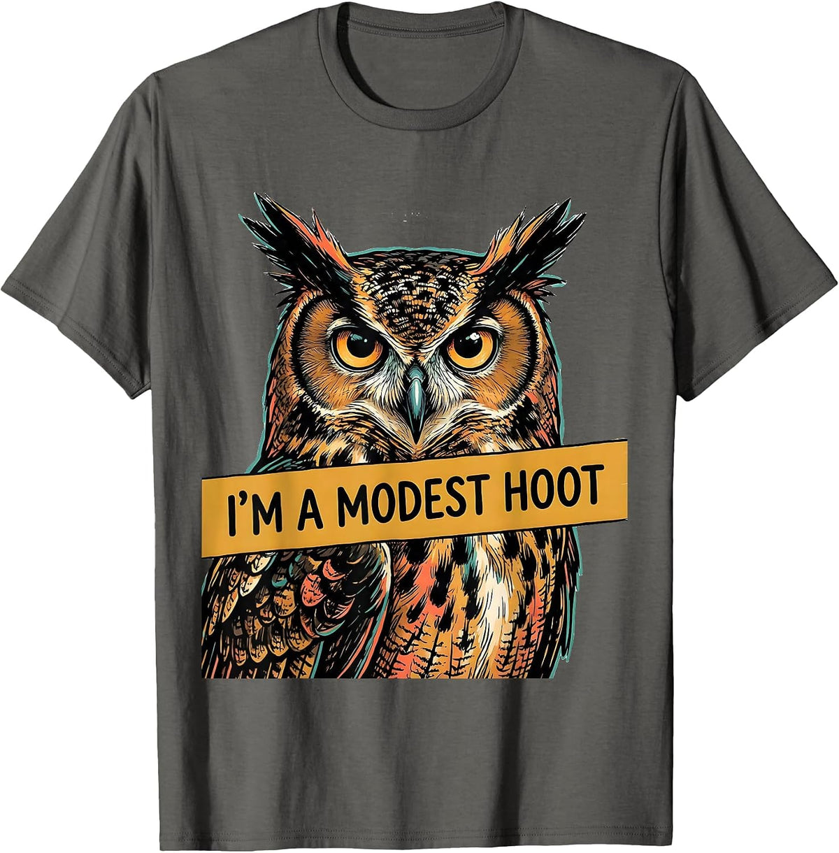 Men's I'm A Modest Hoot Vintage Owl Bird Lover Humor T-Shirt - Asphalt Grey