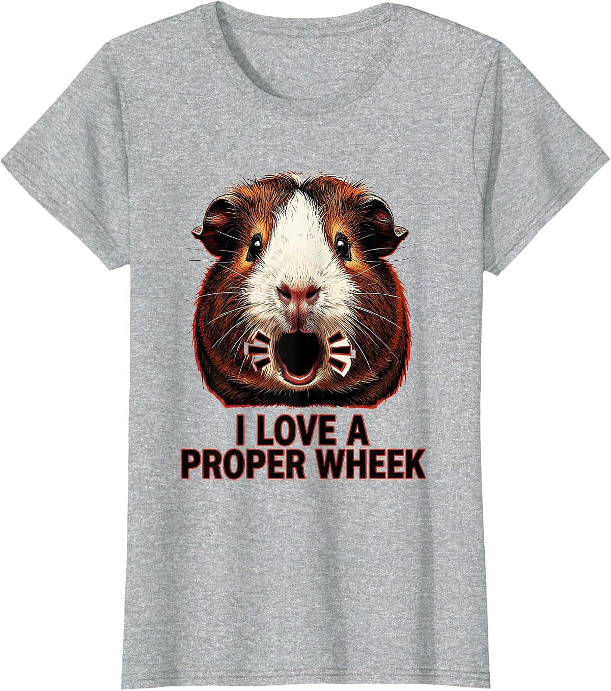 Women's I Love A Proper Wheek Funny Guinea Pig Pet Lover Humor T-Shirt - Heather Grey