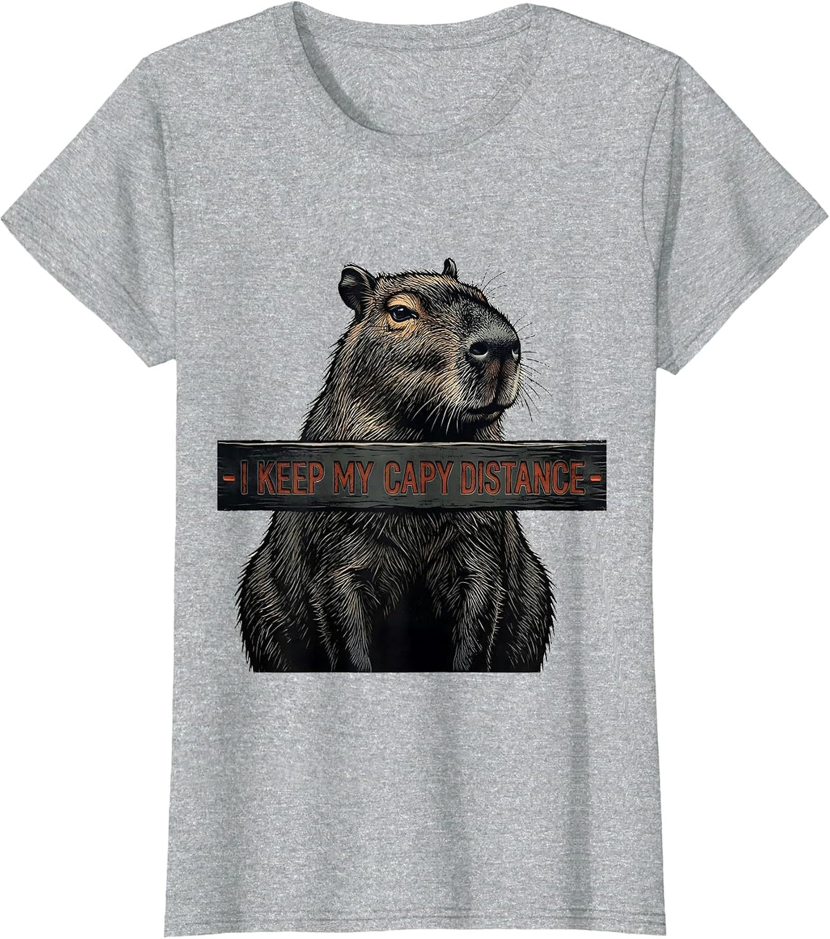 I Keep My Capy Distance Funny Capybara Animal Lover Meme T-Shirt - Heather Grey