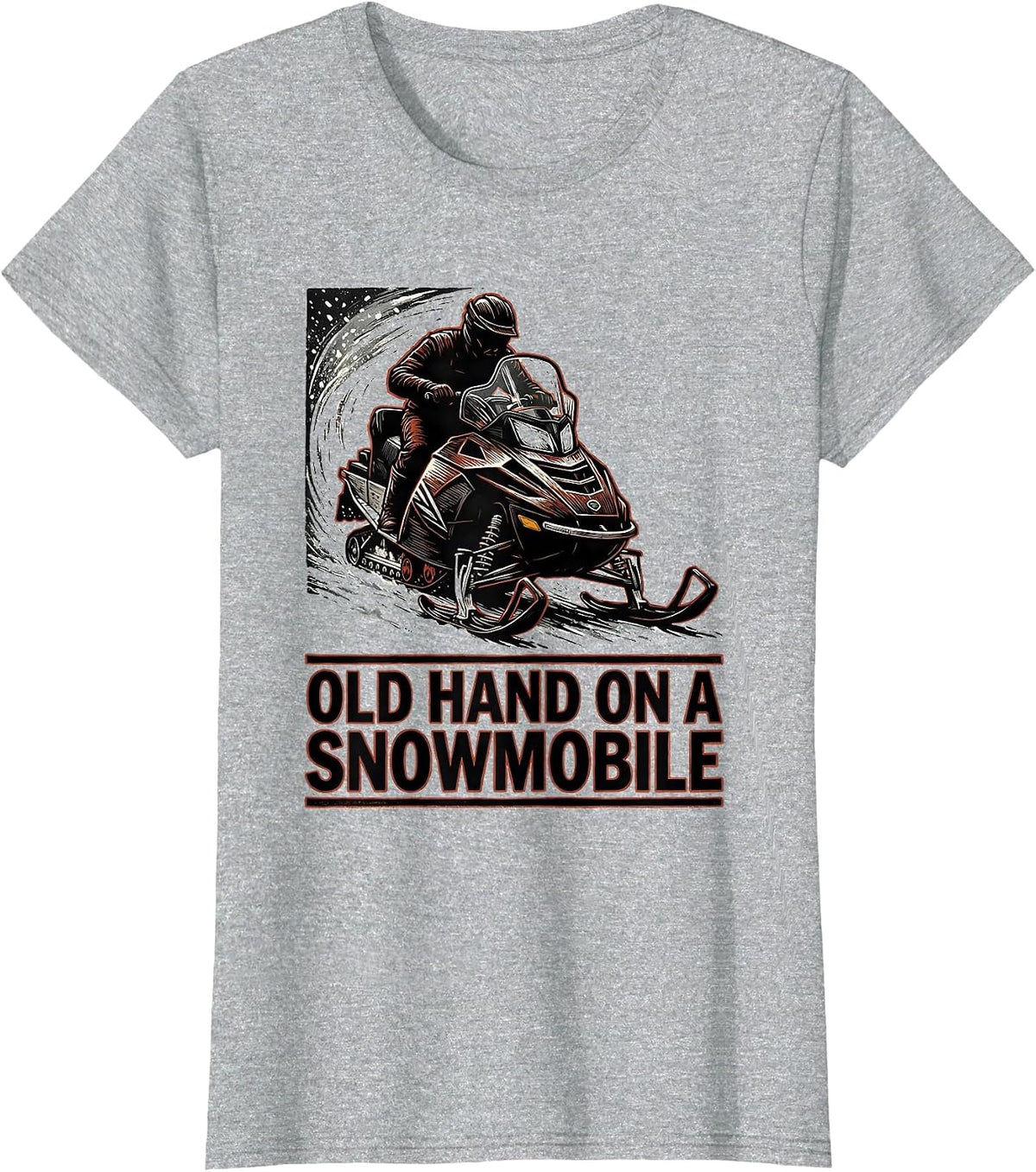 Old Hand On A Snowmobile Vintage Snowmobile Rider Winter T-Shirt - Heather Grey