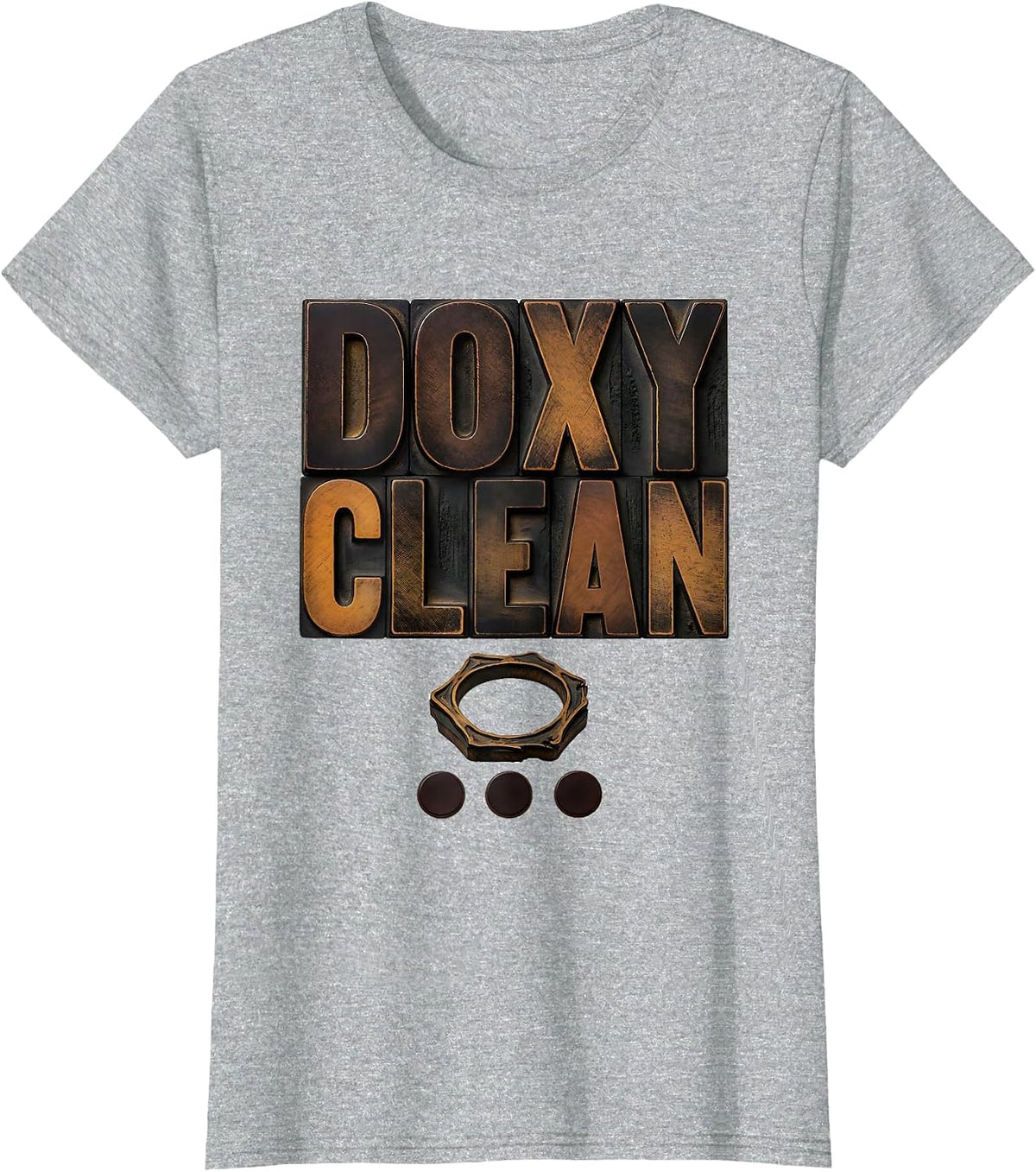Doxy Clean Wood Type Letterpress Pharmacy Technician Novelty T-Shirt - Heather Grey