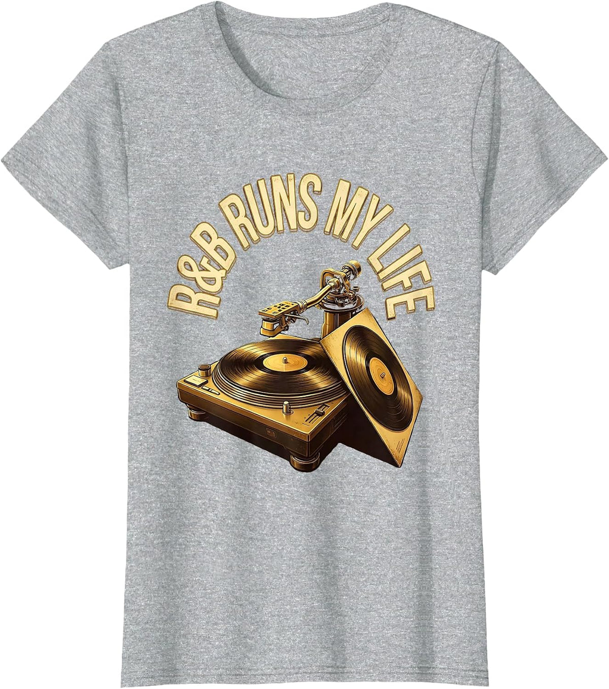 Women's R&B Runs My Life Nostalgic 90s Retro Music Fan Throwback T-Shirt - Heather Grey