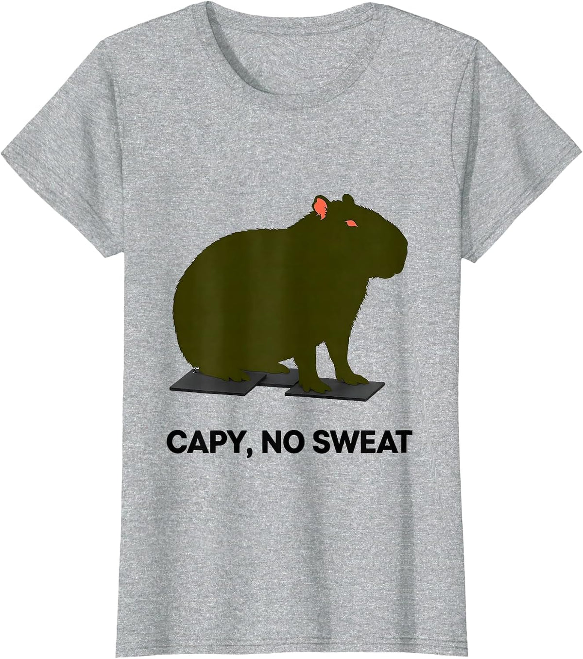 Women's Capy, No Sweat Funny Capybara Meme Animal Humor T-Shirt - Heather Grey