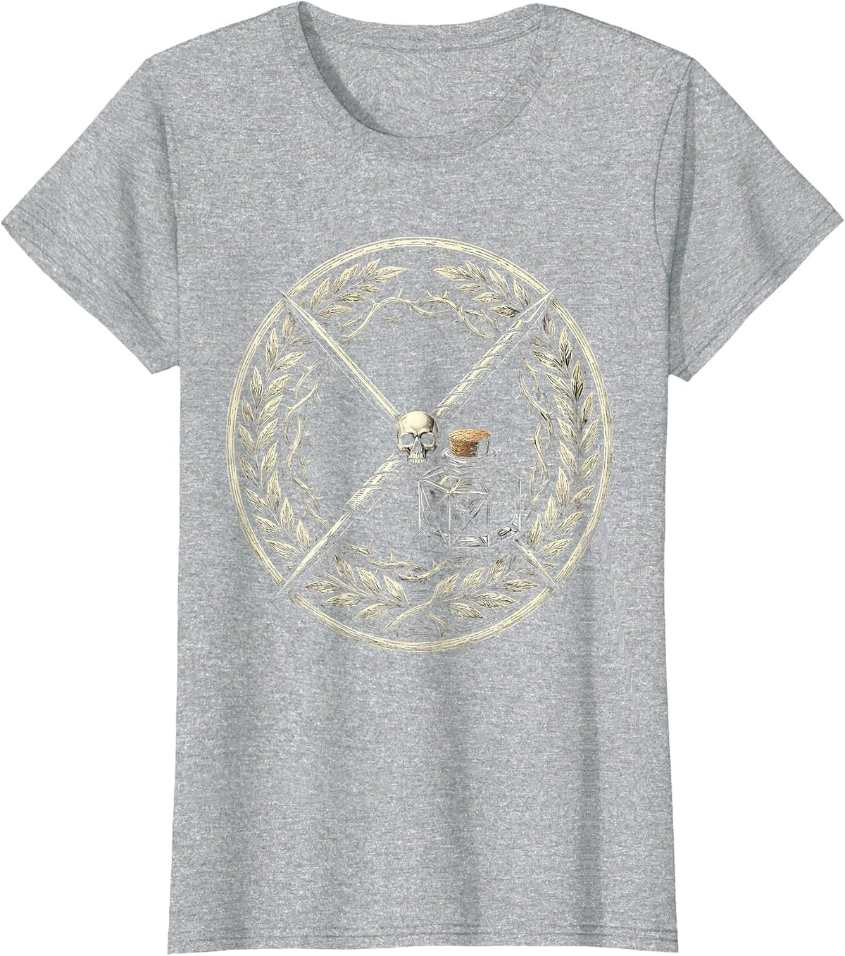 Women's Needle and Ink Crossed Tattoo Art Design T-Shirt - Heather Grey