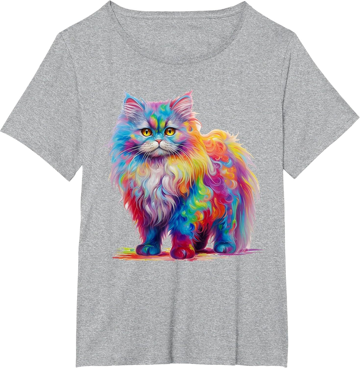 Cute Colorful Persian Cat for Cat Lovers T-Shirt - Heather Grey