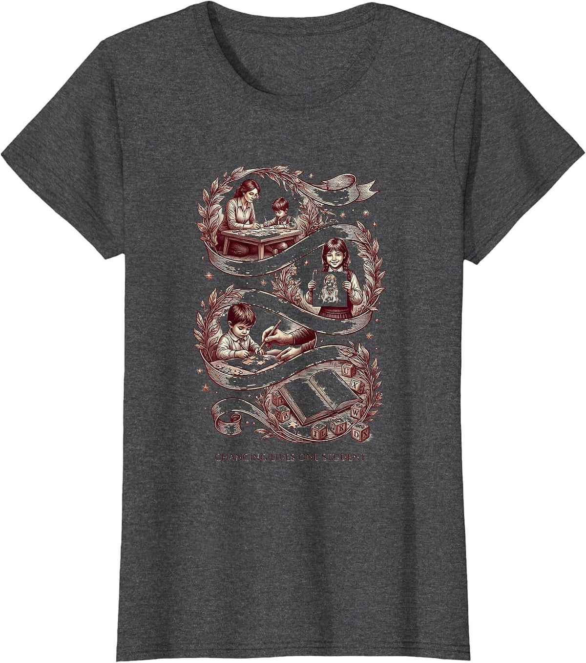 Women's Changing Lives One Student Special Education Teacher T-Shirt - Dark Heather Grey